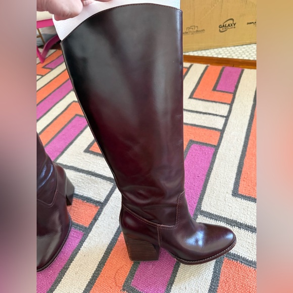 Vince Camuto Tall Leather Extra Wide Calf 9.5 Block-Heel Boots - Rich Mahogany - Picture 6 of 12